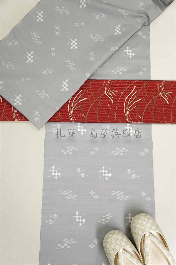 半幅帯：本場筑前博多織 福岡県知事賞受賞柄 リバーシブル 椿