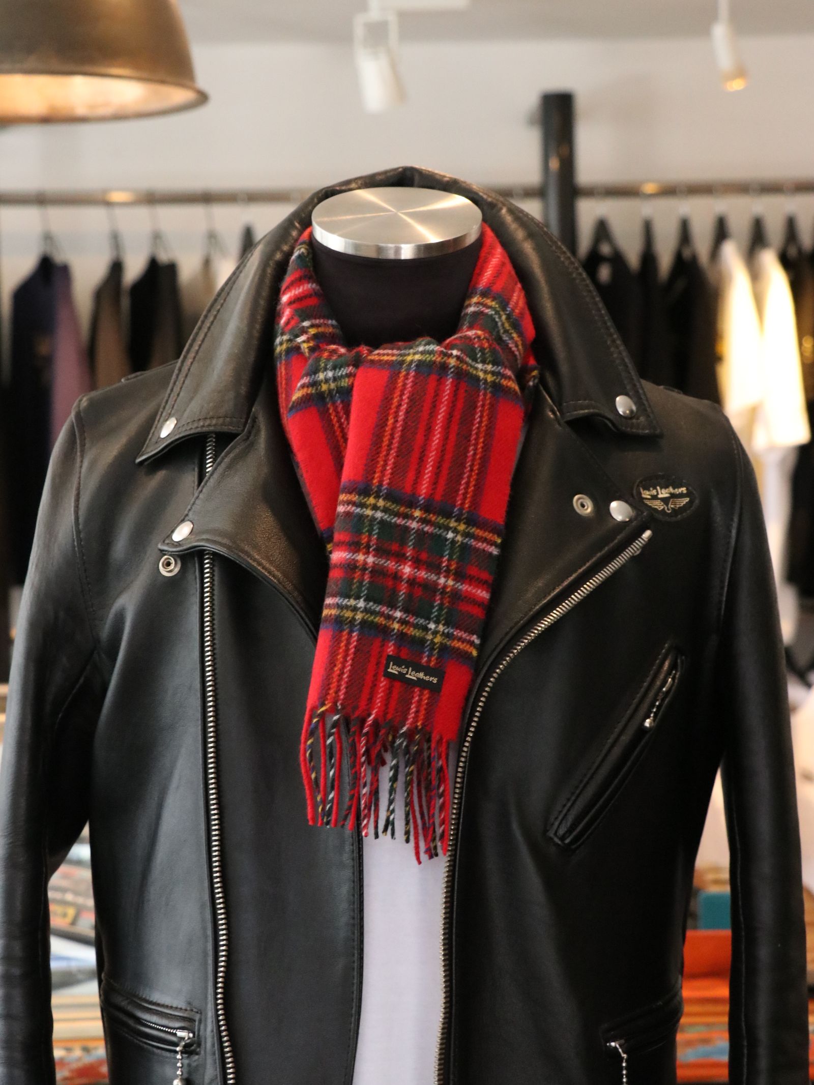 Lewis Leathers - SCOTISH WOOL SCARF - STEWART ROYAL (RED TARTAN