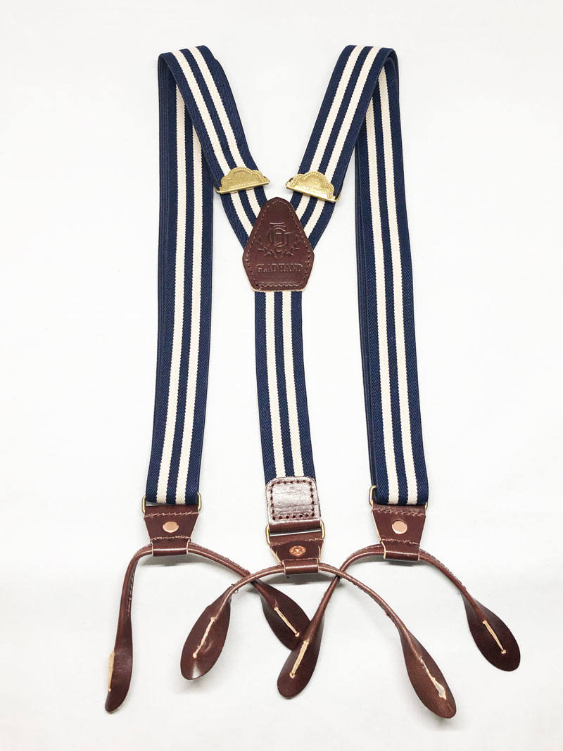 GLAD HAND & CO.ジャガードサスペンダーネイビー