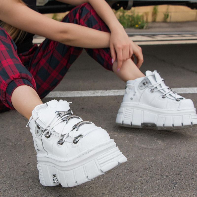 取り寄せ]M-106-S53 / ホワイト / 厚底スニーカー / 本革【NEW ROCK