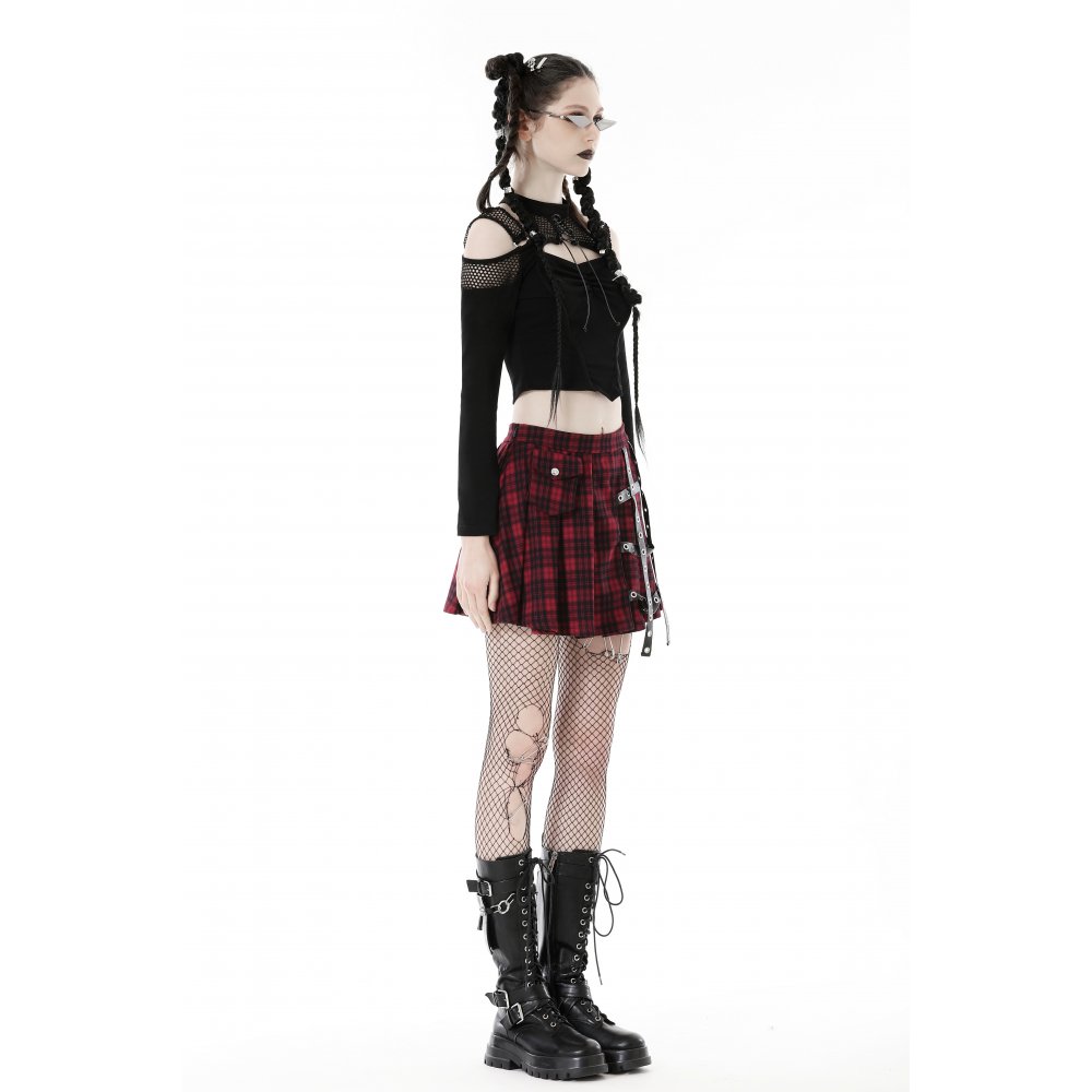 Punk mesh sexy shoulder T-shirt / トップス【DARK IN LOVE