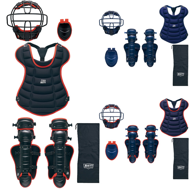 ZETT ゼット 野球 少年軟式用 防具 4点セット 専用袋付き
