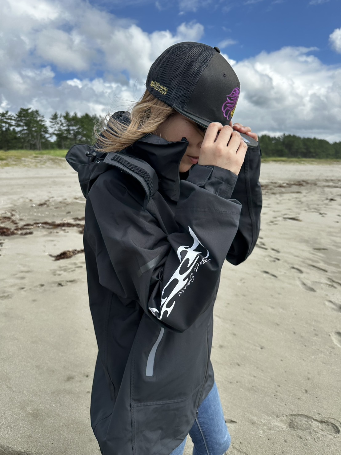 限定 レインジャケット (BLACK×ホワイト) - エギングショップ SQUID MANIA