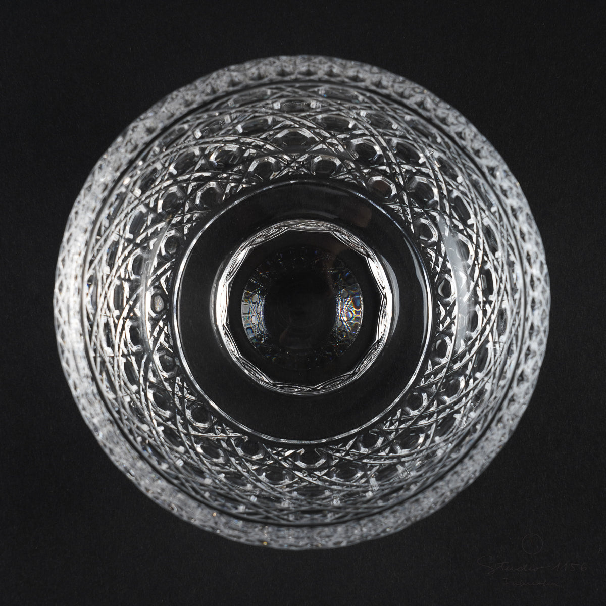 ガラス食器 クリスタル 切子ハンドカット 篭目切子中鉢 13.5cm [廃番