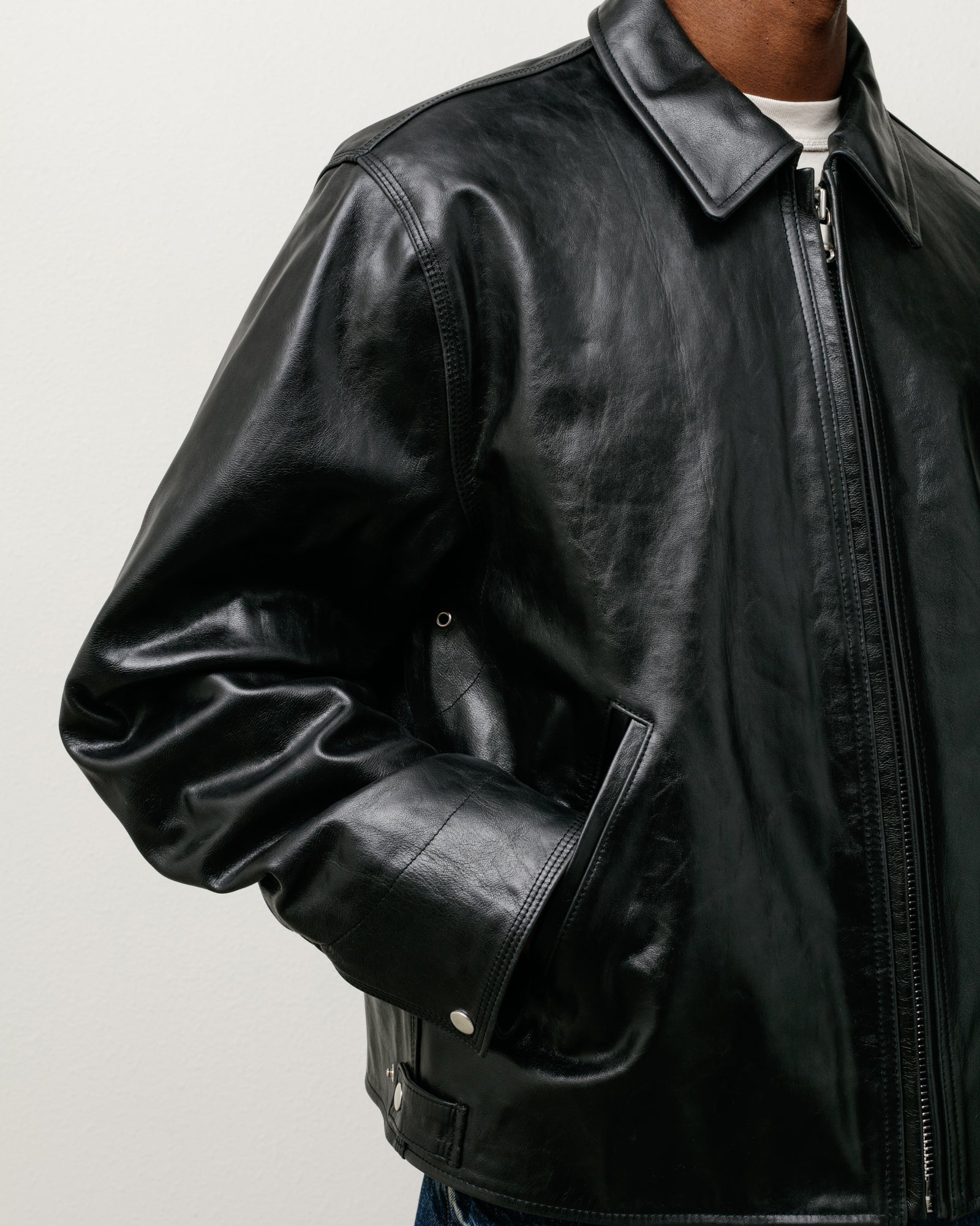Garage Jacket Leather – Black | Outerwear | Stüssy