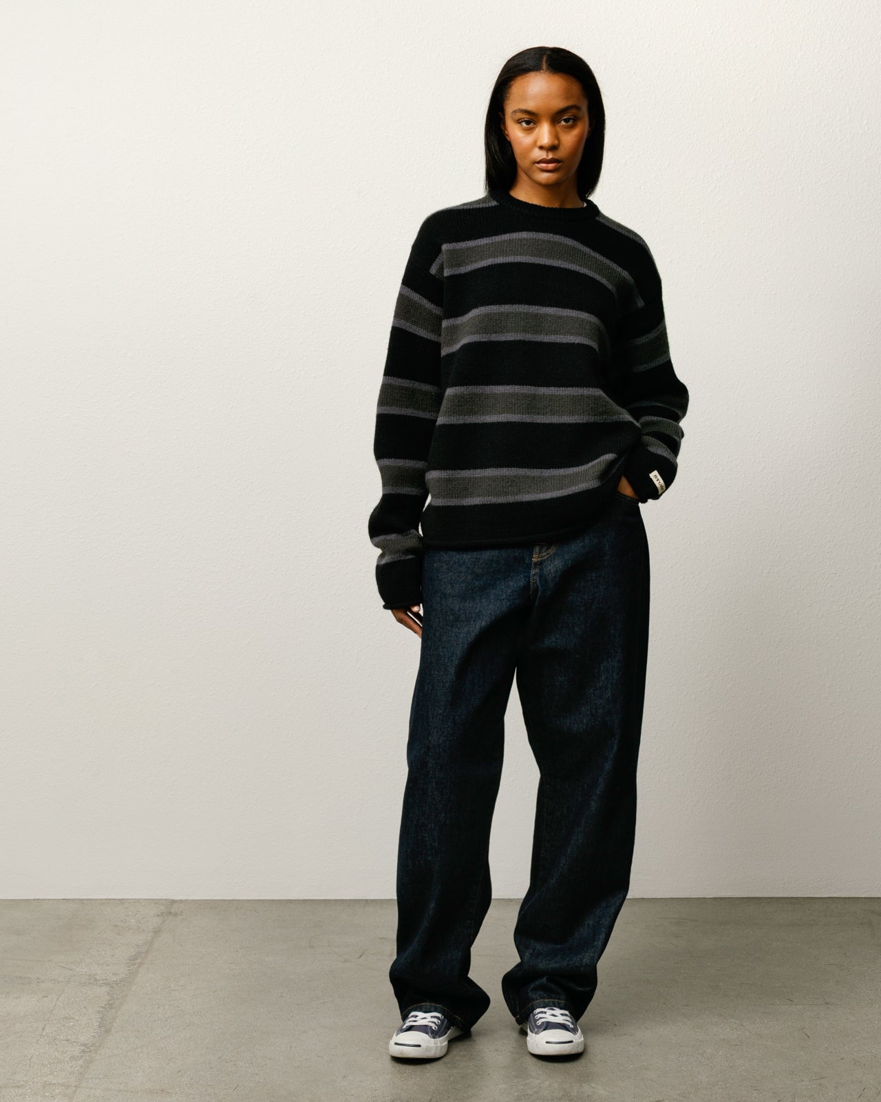Striped Wool Sweater – Black | Tops & Knits | Stüssy