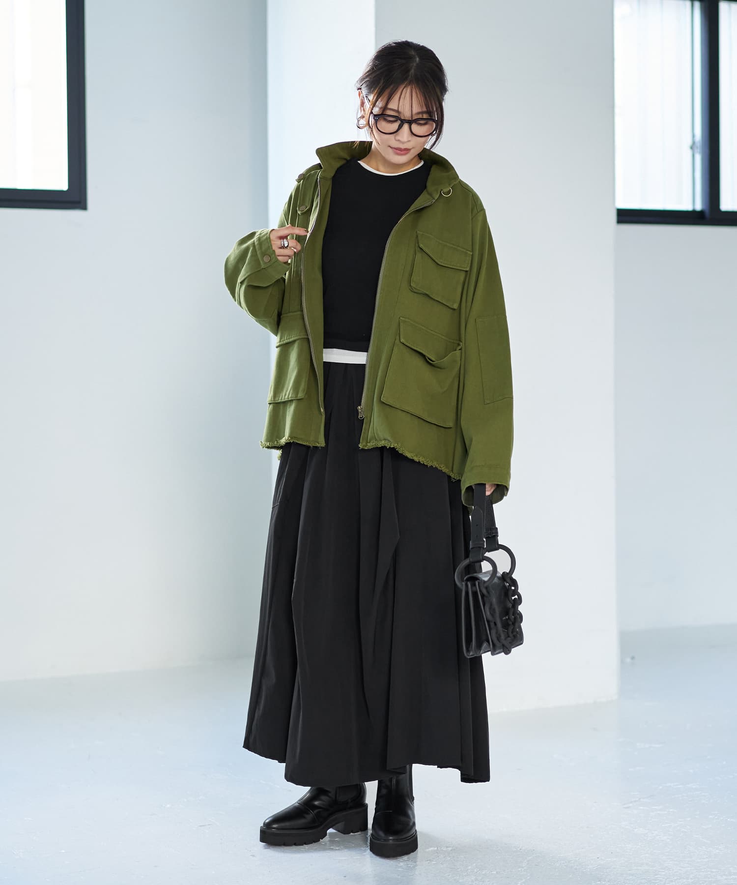 LUXE】ストレッチタフタ立体タックスカート | おしゃれな大人