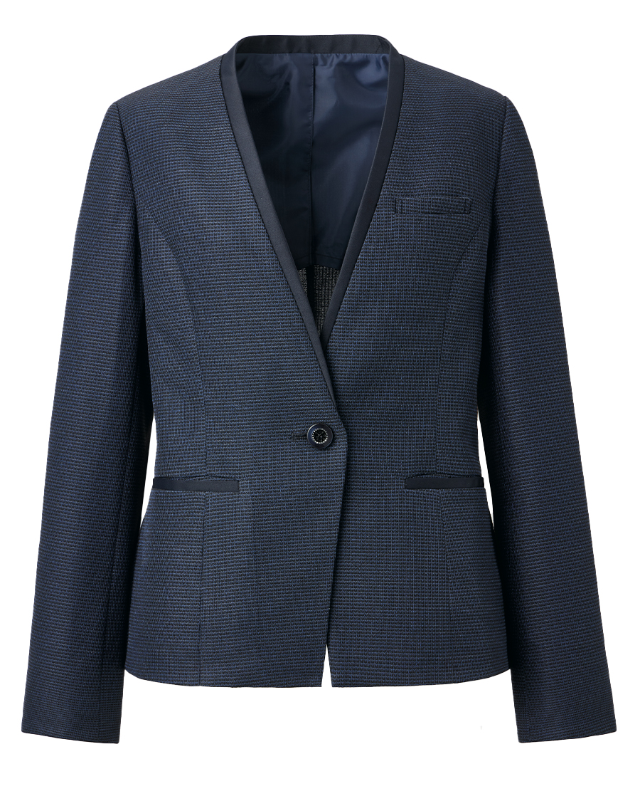 ツイーディ・ニット】 ツイード風ノーカラージャケット | ユニフォーム