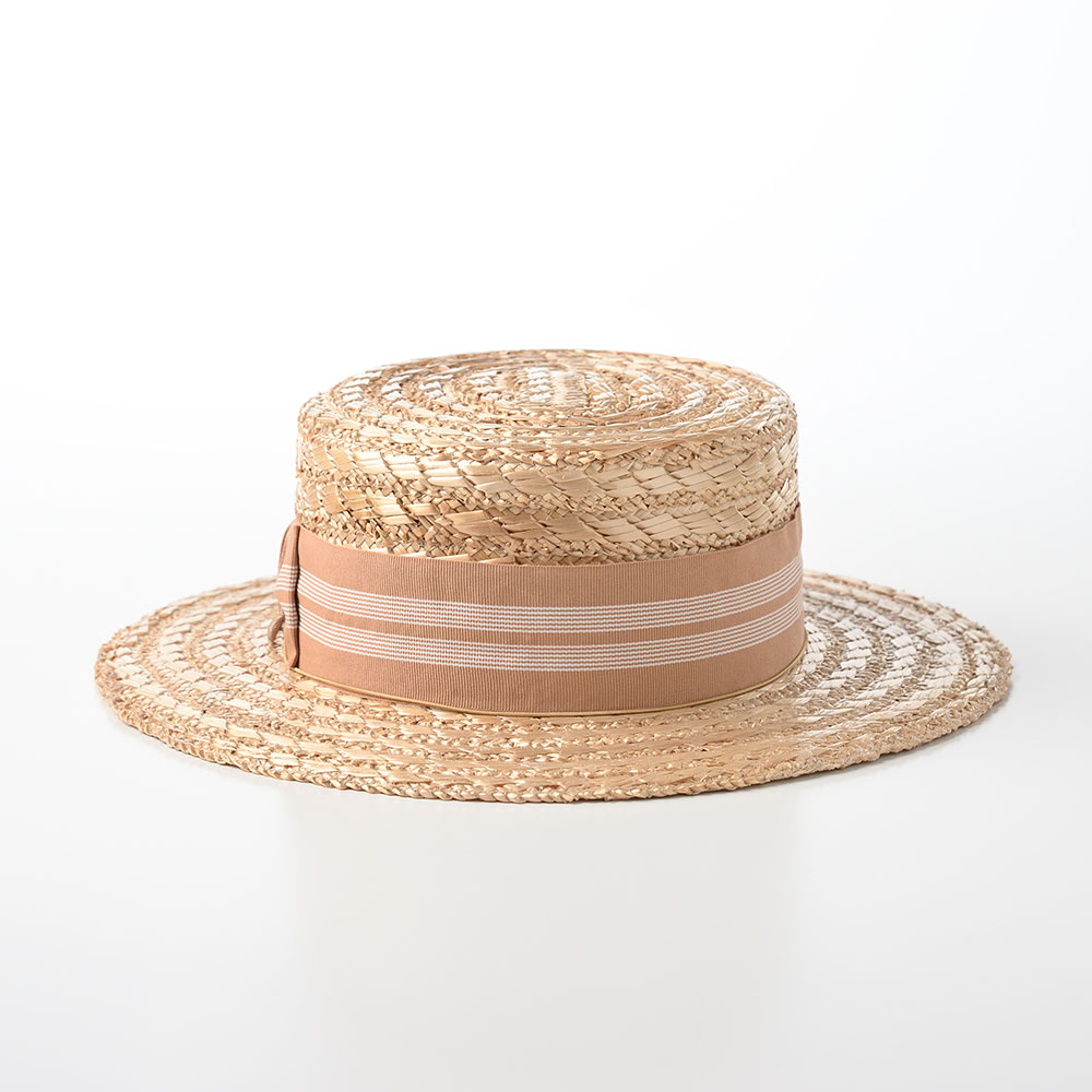 花麦カンカン帽 Flamingo SE659 ベージュストライプ - STETSON Online Shop