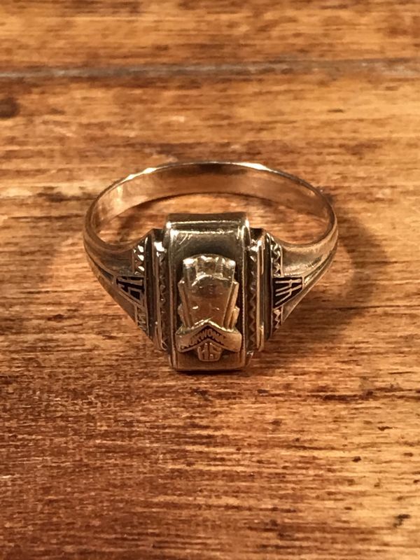 1944 Josten 10K Gold Class Ring ジャスティン ビンテージ カレッジ