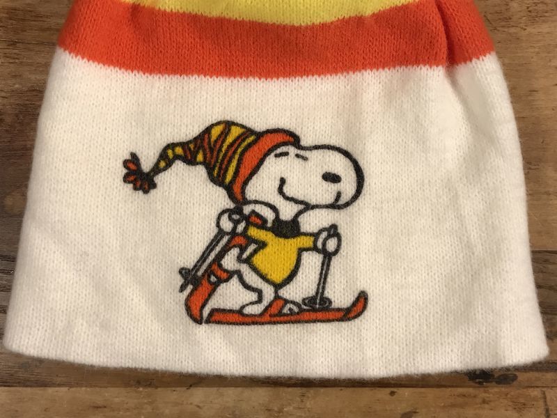 Peanuts Snoopy Skiing Knit Hat スヌーピー ビンテージ ニット帽 70