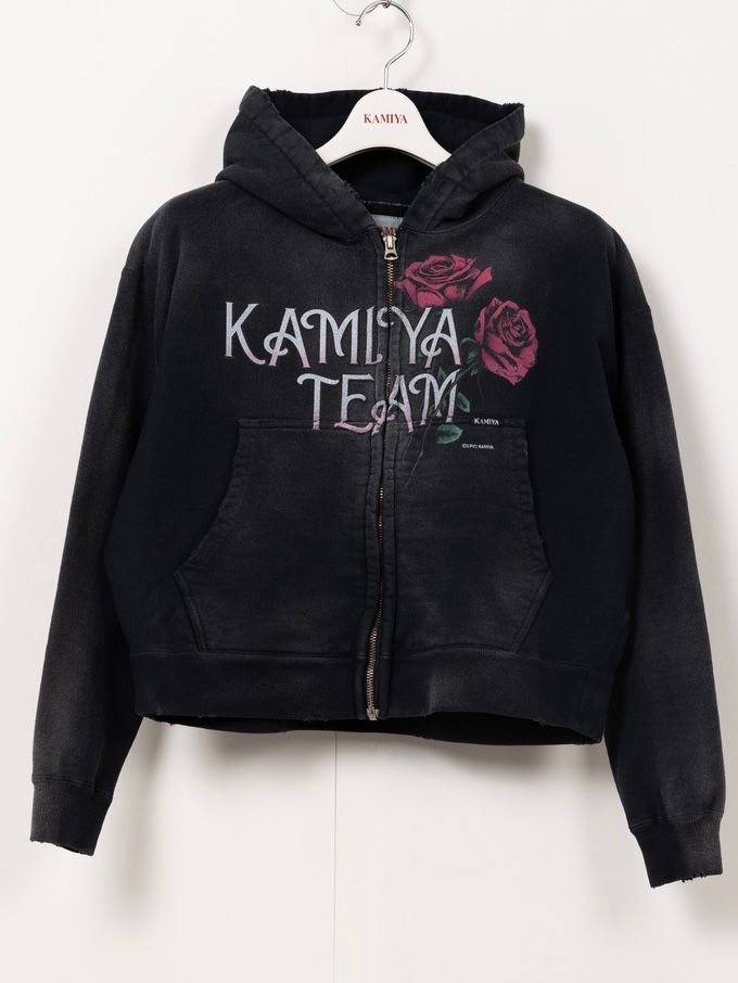 KAMIYA - 【25AW】ローズ ディストレスド ジップ ショート パーカー