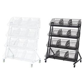 傾斜ジャンブルバスケット 幅90cm 4段〔ストエキオリジナル〕 ホワイト