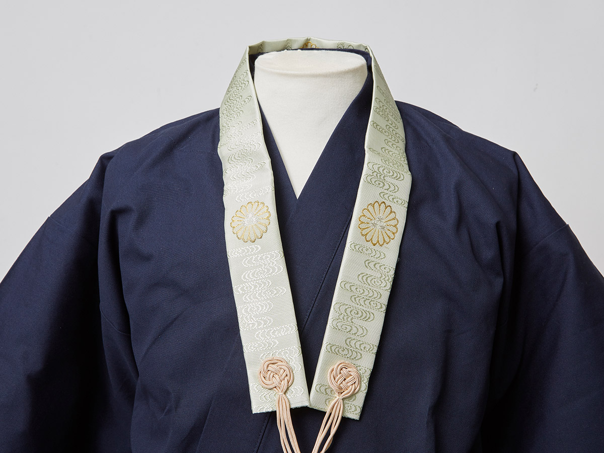 鈴木法衣店 / 【在庫限り】青磁金紗観世水半袈裟 菊三諦章紋
