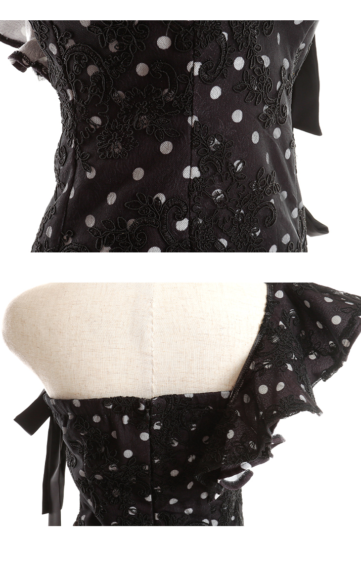 ROBE de FLEURS/ローブドフルール】ドットレース/ リボン