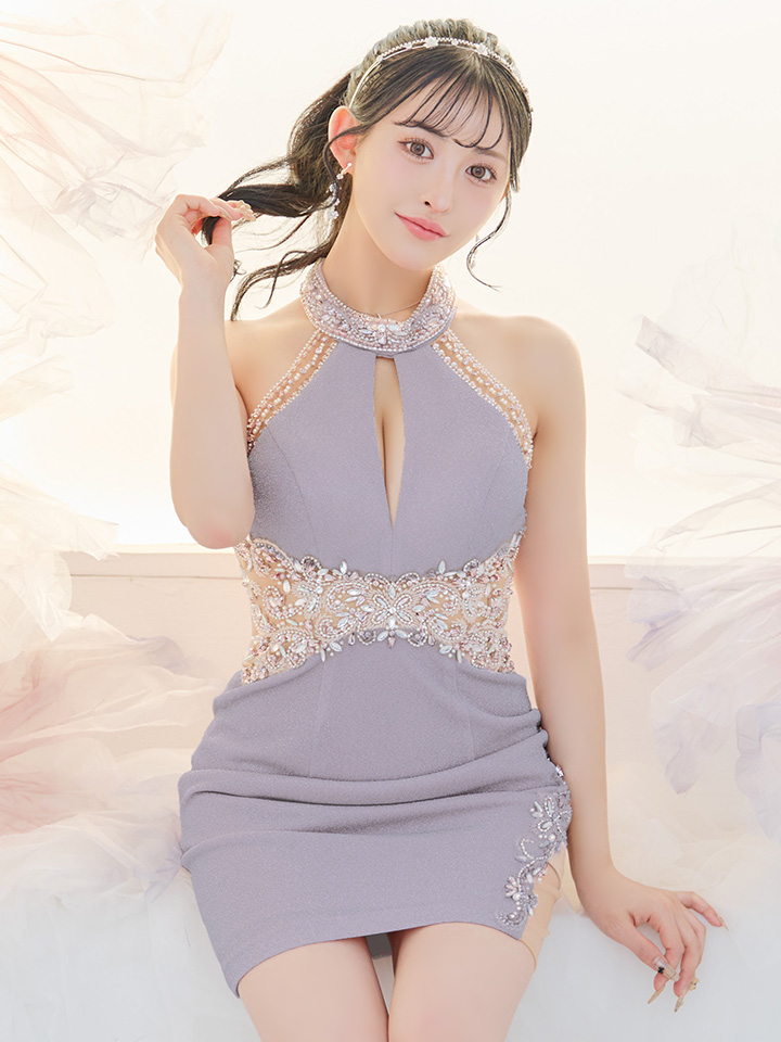 XSサイズあり【IRMA/イルマ】ラメ/ ビジュー/ ホルターネック/ シアー