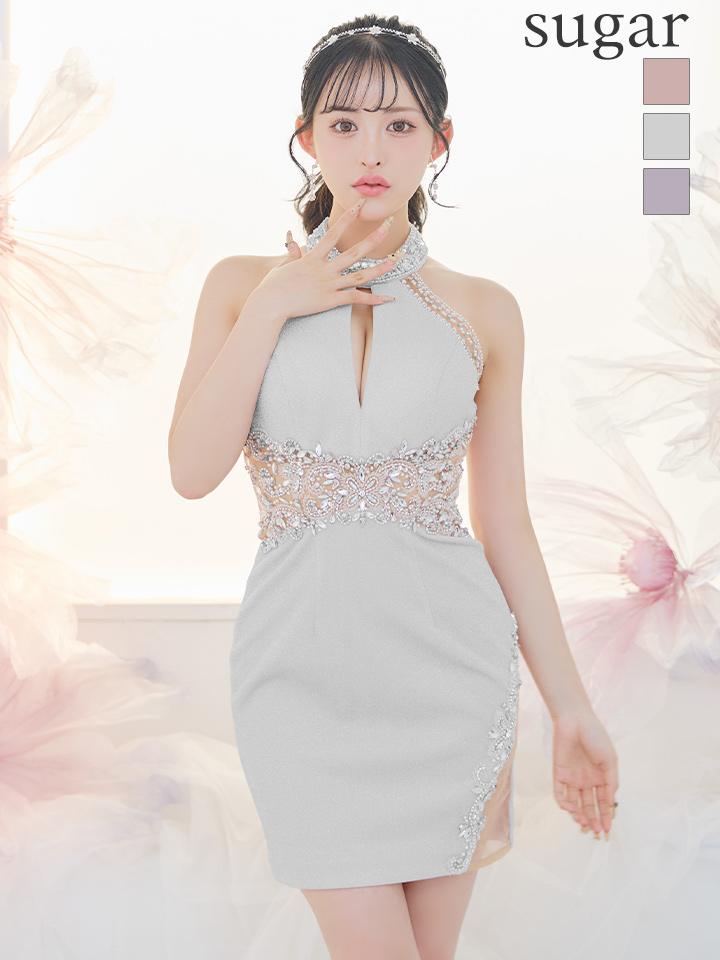 XSサイズあり【IRMA/イルマ】ラメ/ ビジュー/ ホルターネック/ シアー