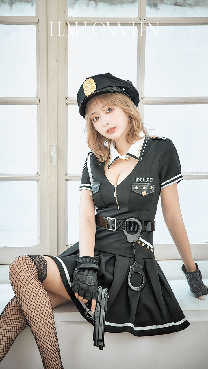 ハロウィン】ポリスフレアワンピース【コスプレ5点セット】【S-XL