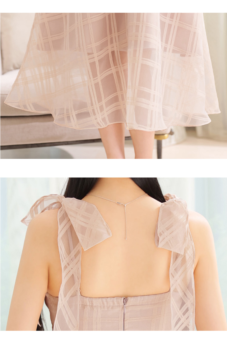 XS-Lサイズあり【DEA./ディア】肩リボン/ チェック柄/ オーガンジー