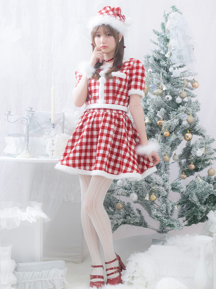 サンタコス 5点セット】【XS-Lサイズ/2カラー】ギンガムチェック