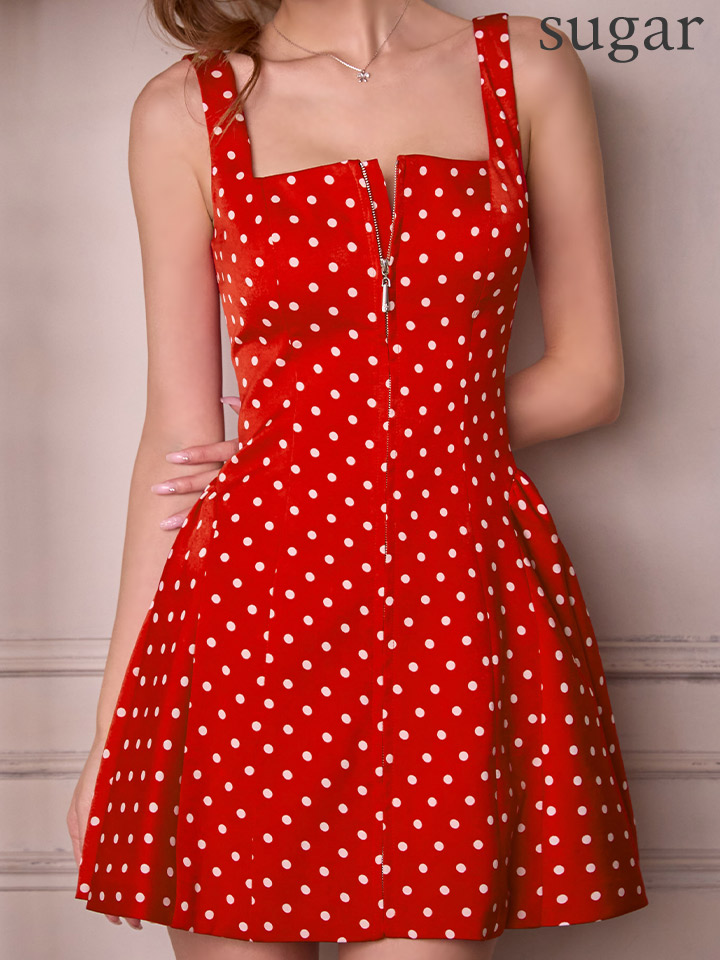 XS-Lサイズあり【ERUKEI エルケイ】ドット柄/ フロントジップ