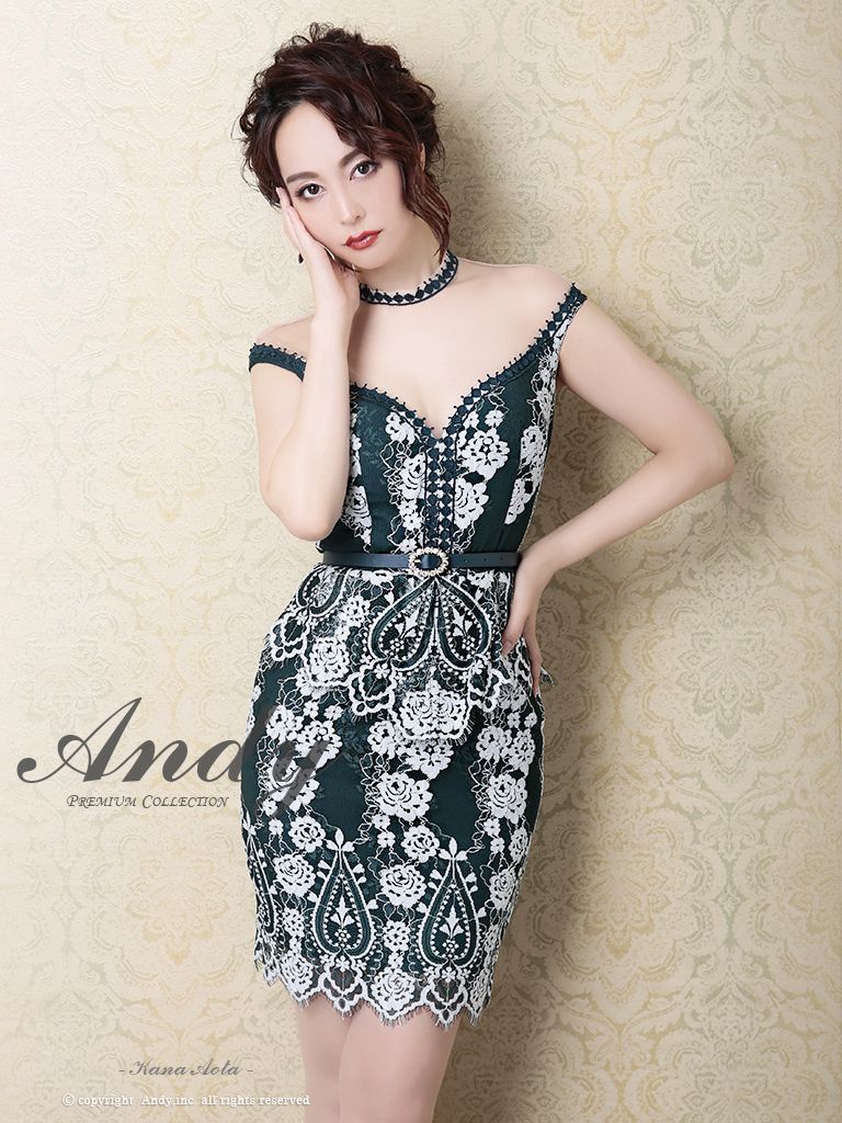 ANDY/アンディ】フラワーレース/ ベルト/ペプラム/ タイト/ ミニドレス