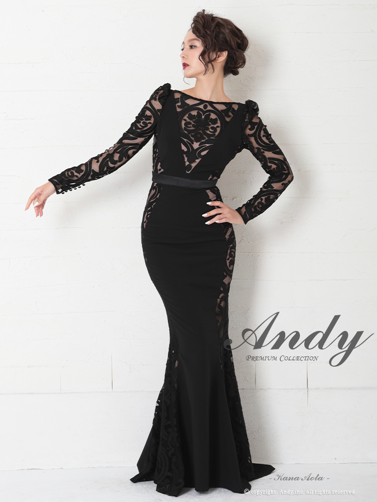 ANDY/アンディ】 シアー/ 切り替え/ 袖あり/ 長袖/ マーメイド/ ロング