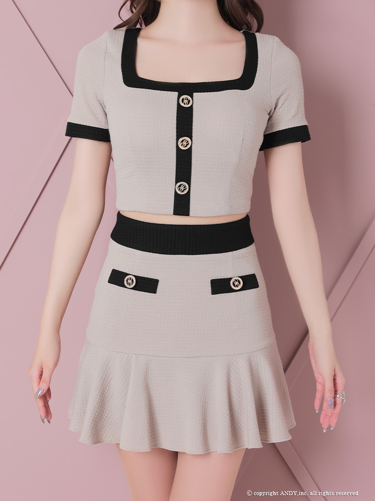 XSサイズあり【an/アン】バイカラー/ ショートスリーブ/ プリーツ