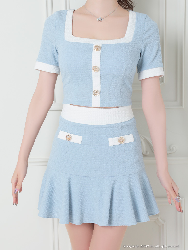 XSサイズあり【an/アン】バイカラー/ ショートスリーブ/ プリーツ