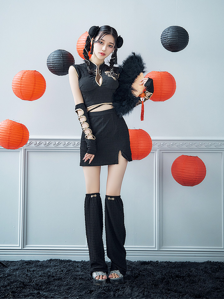 ハロウィン】ドラゴンプリントチャイナセットアップ 【コスプレ5点