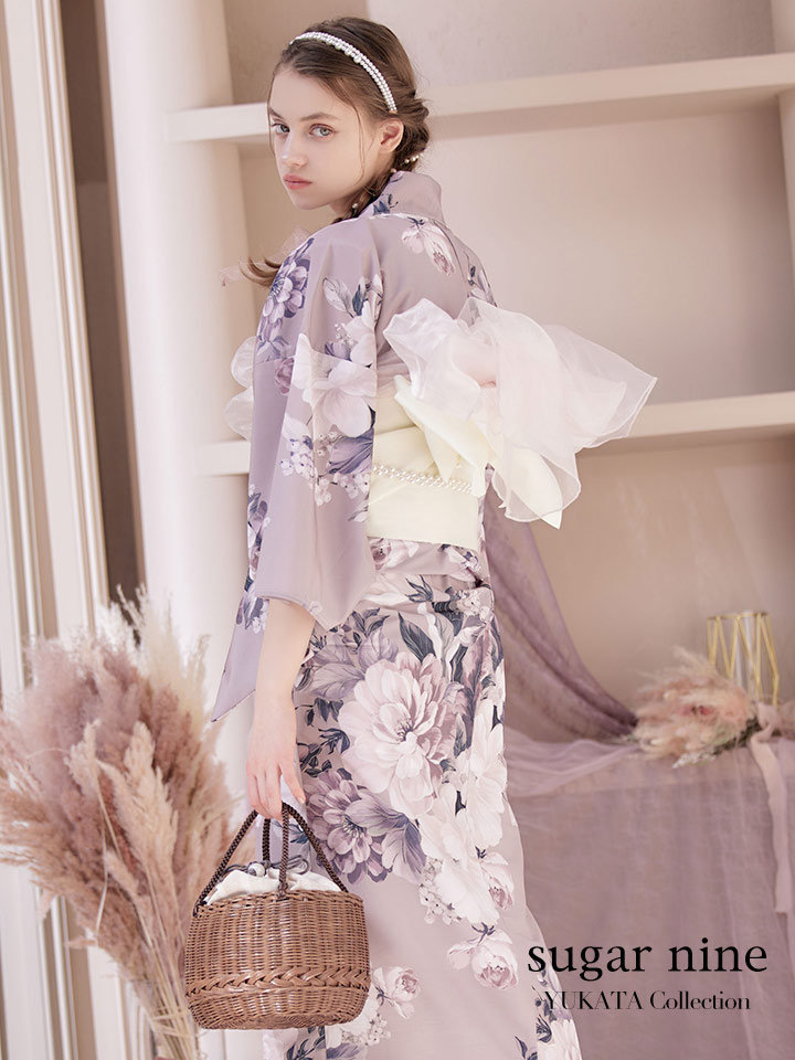 即日発送！】大人スウィートフラワー 牡丹柄 浴衣【浴衣3点セット