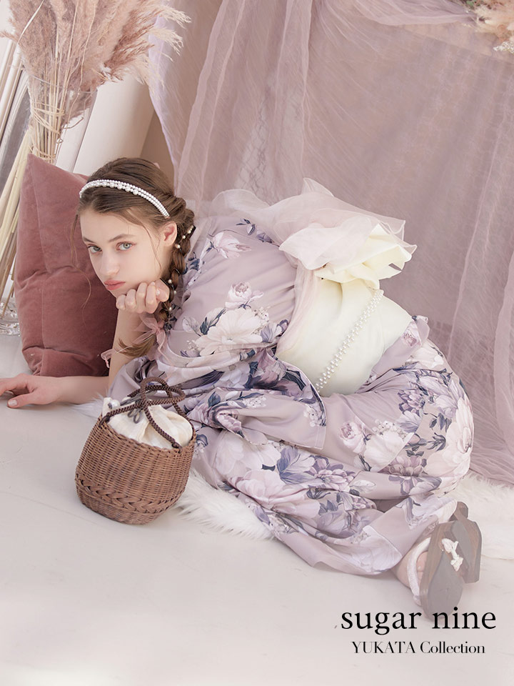 即日発送！】大人スウィートフラワー 牡丹柄 浴衣【浴衣3点セット