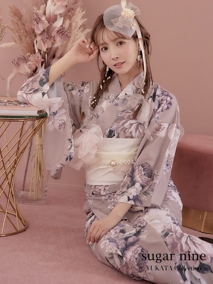 即日発送！】【浴衣】大人スウィートフラワー 牡丹柄 浴衣 【浴衣3点