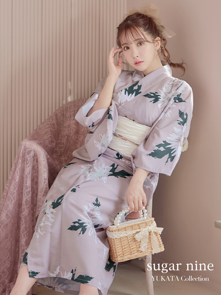 即日発送】【浴衣セール】【浴衣】 くすみピンク地xニュアンスフラワー