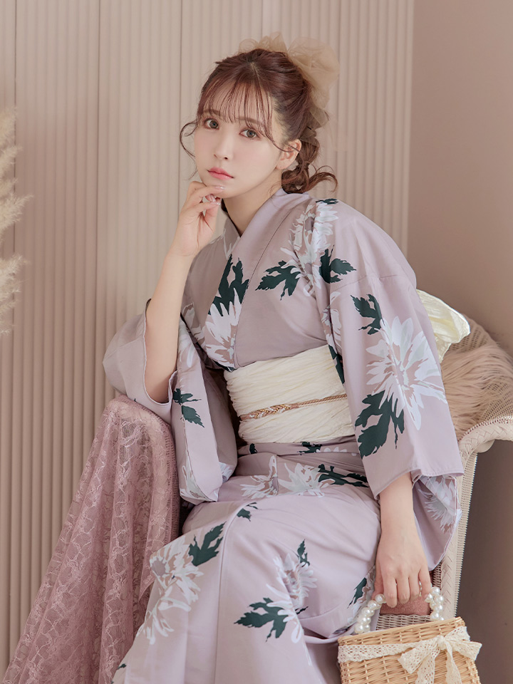 即日発送】【浴衣セール】【浴衣】 くすみピンク地xニュアンスフラワー