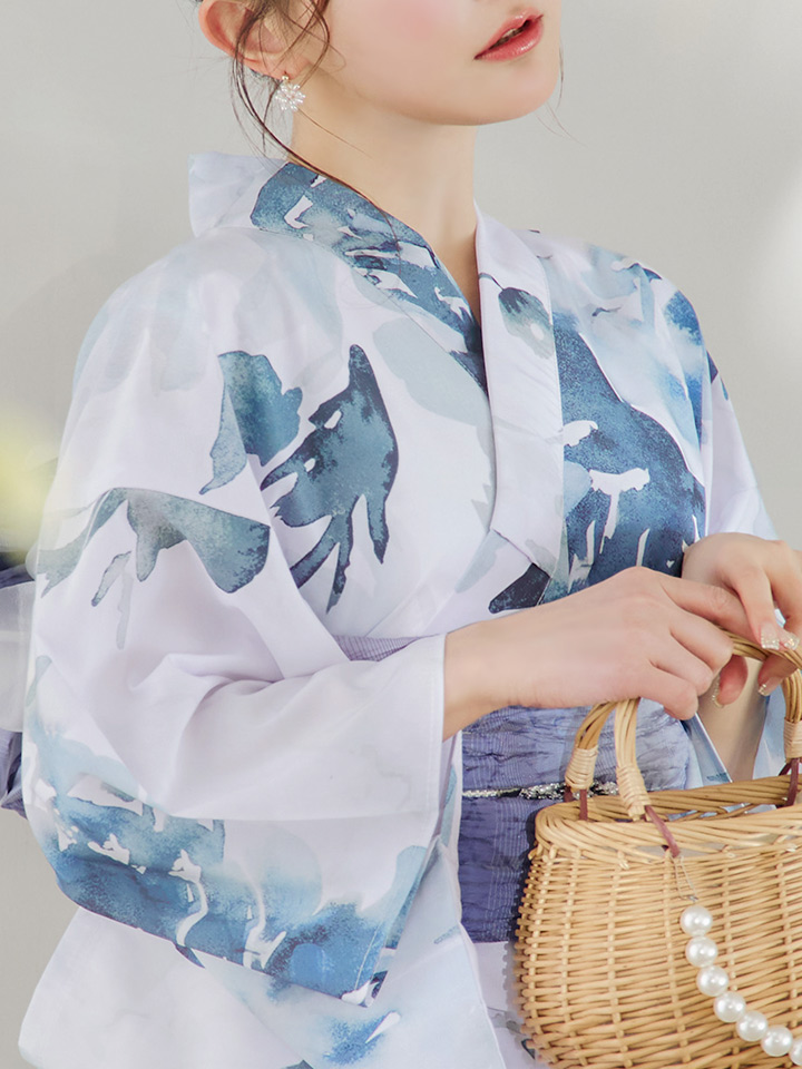 即日発送】グラデーションブルーグリーン浴衣【浴衣3点セット 浴衣/帯