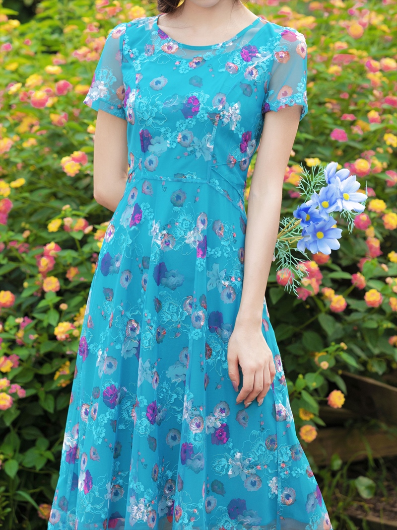 Lサイズあり 【GINZA COUTURE/銀座クチュール】フラワープリント/ 袖