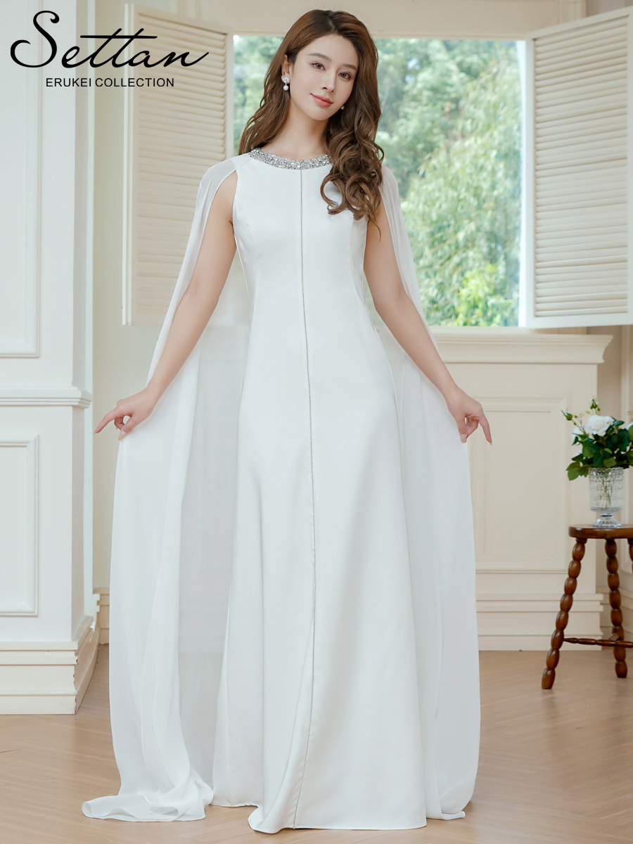 XS-Lサイズあり【SETTAN/セッタン】マント風ロングスリーブ/ シフォン