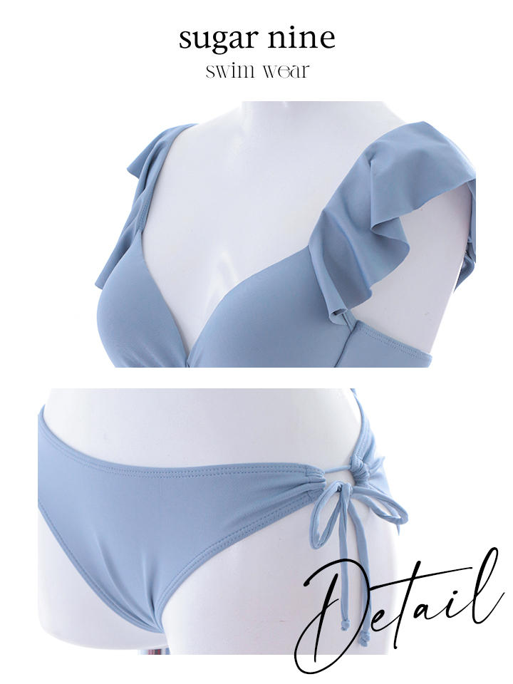 即日発送】【ビキニ】【水着】ショルダーフリルクロスビキニ/無地