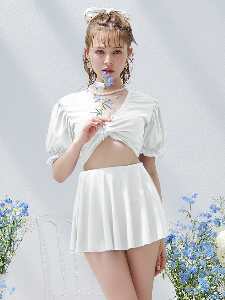 即日発送】【ビキニ】【水着】羽織＆スカート付き4WAYビキニ 4点セット