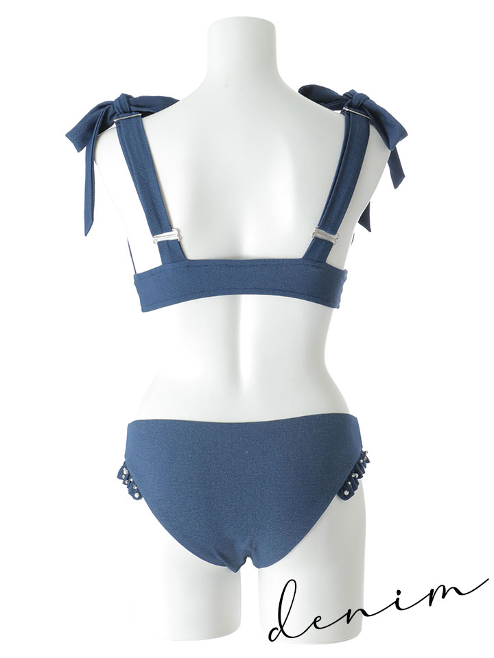 即日発送】【ビキニ】【水着】ショルダーリボンスタッズフリルビキニ 2