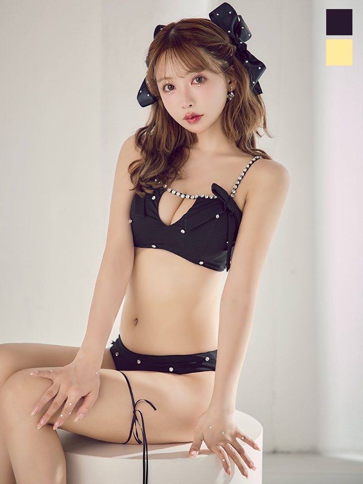 即日発送】【ビキニ】【水着】サイドリボンビジュースタッズビキニ 2点