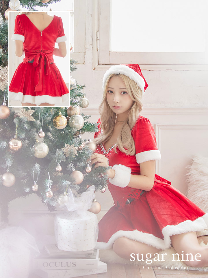 サンタSALE!!】バックリボンセットアップミニ丈フレアサンタ【sugar