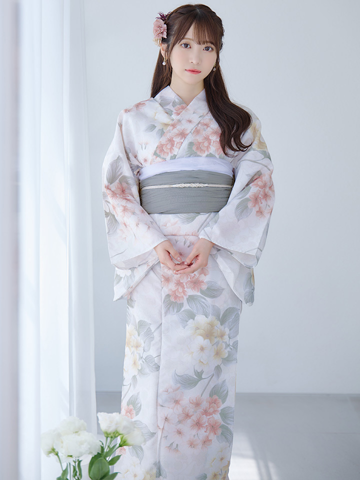 画像の紫帯付き◇古都薫る古典黒菊の浴衣◇しわに