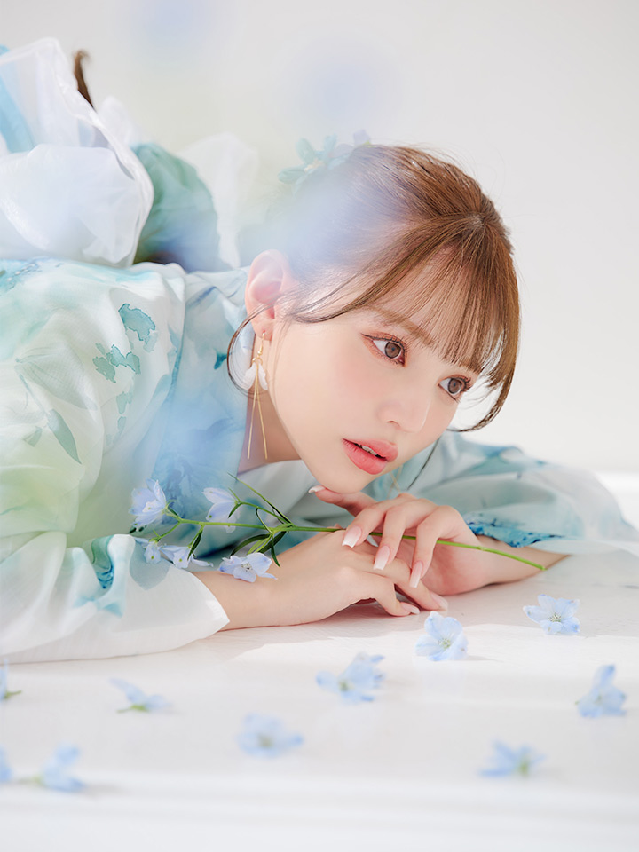 即日発送】ブルーグレイニュアンスフラワー浴衣【浴衣3点セット 浴衣