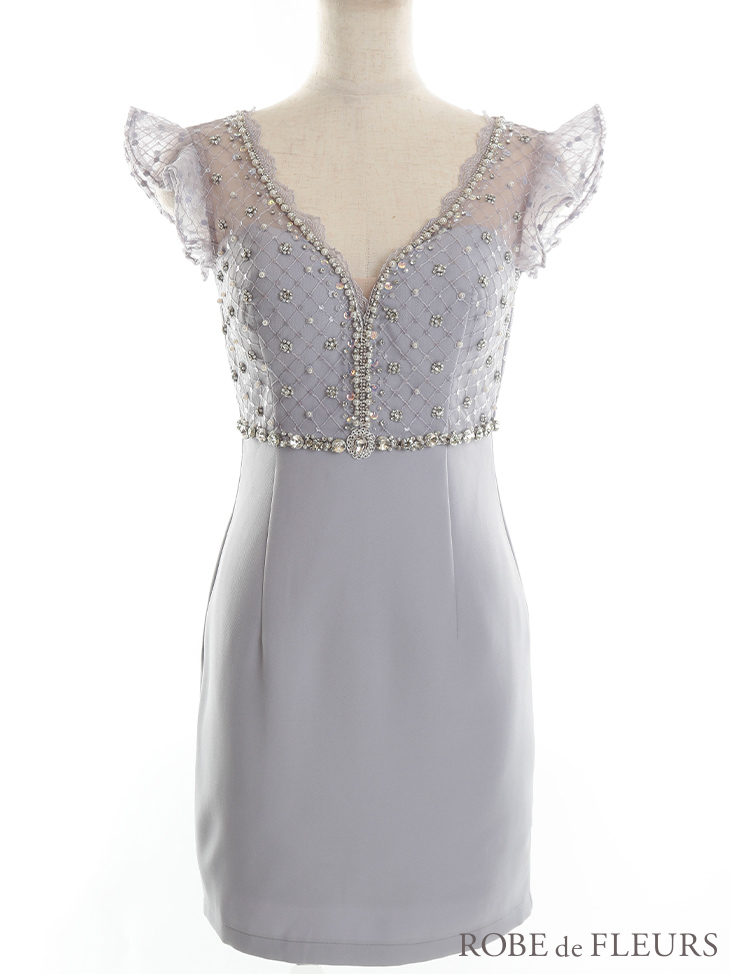 XSサイズあり【ROBE de FLEURS/ローブドフルール】フリル/ ビジュー