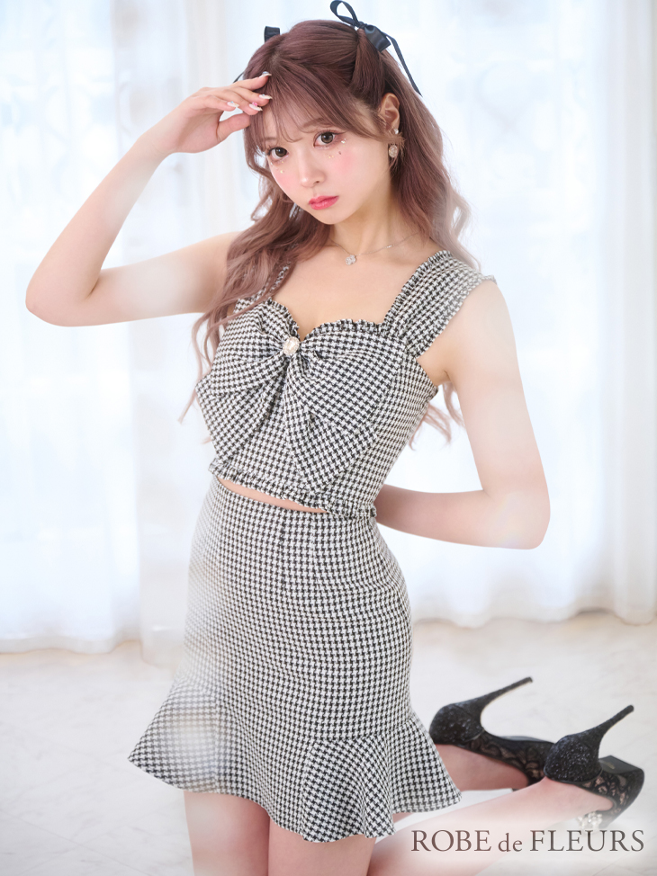 XSサイズあり【ROBE de FLEURS/ローブドフルール】ツイード/ リボン