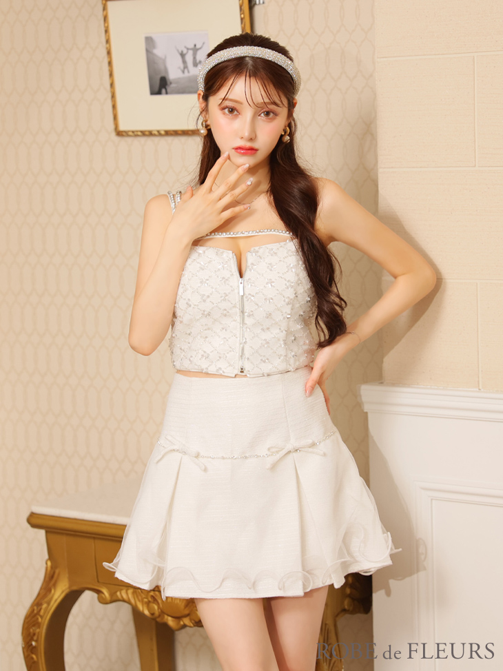 XSサイズあり【ROBE de FLEURS/ローブドフルール】ラメツイード