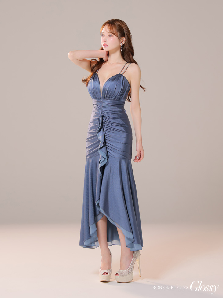 XSサイズあり【Glossy/グロッシー】サテン/ フレア/ キャミ/ ロング