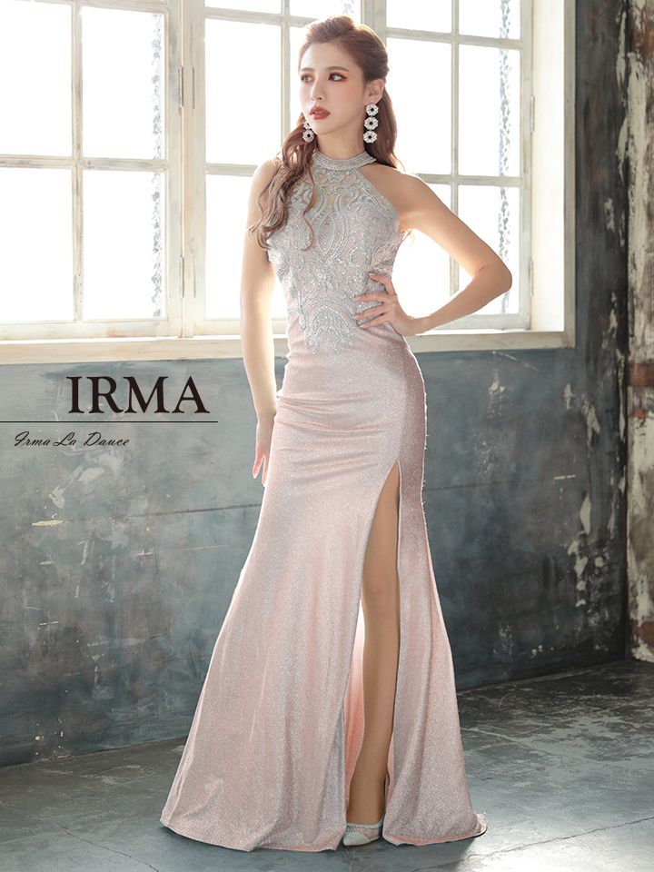 IRMA/イルマ】アメスリ/ ホルターネック/ ラメ/ 刺繍レース/ スリット